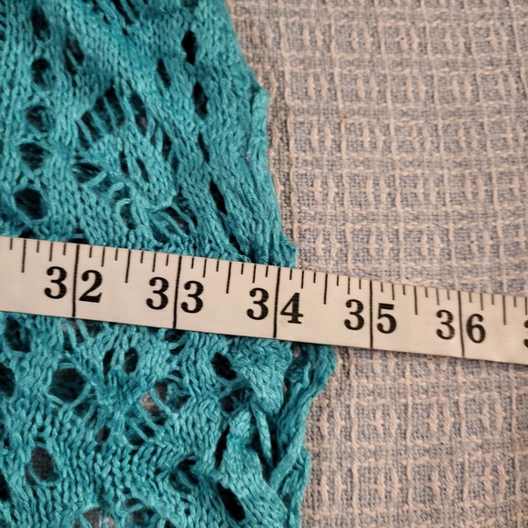 My Boutique Teal Crochet Swim Cover Up Top - Picture 11 of 11